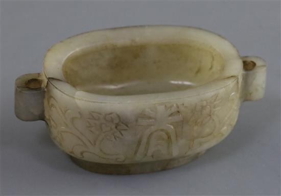 A Chinese grey jade brushwasher, 18th/19th century, W. 6cm